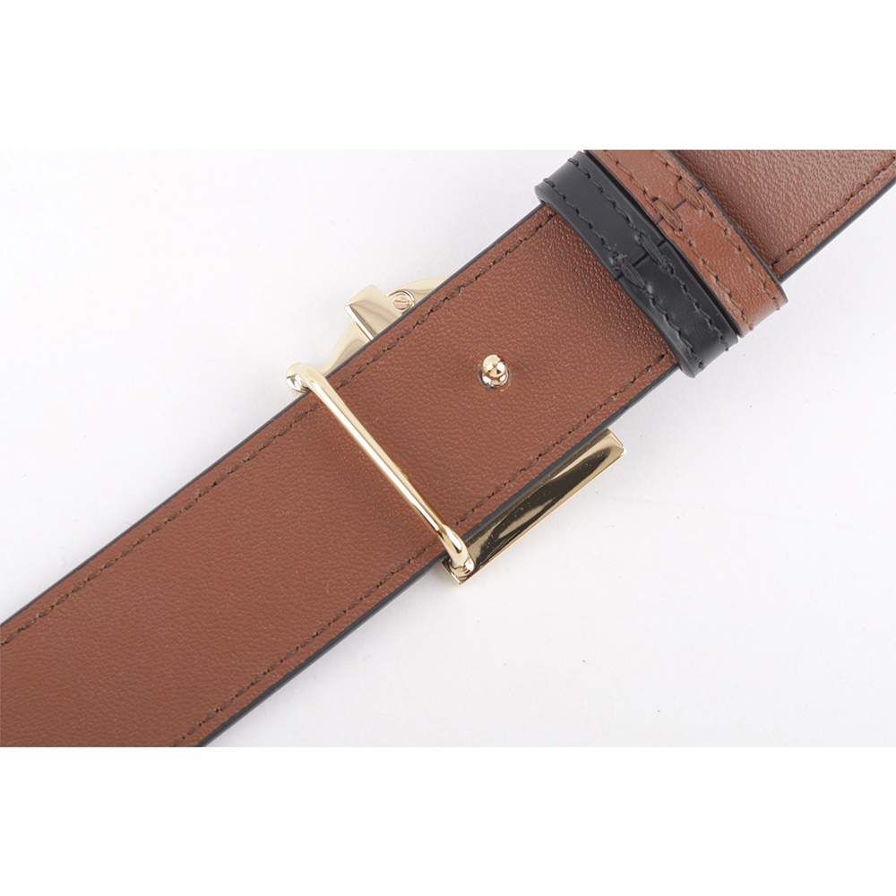 BURBERRY TB Logo 小牛皮寬3cm雙面可用皮帶/黑色/棕褐色, , large