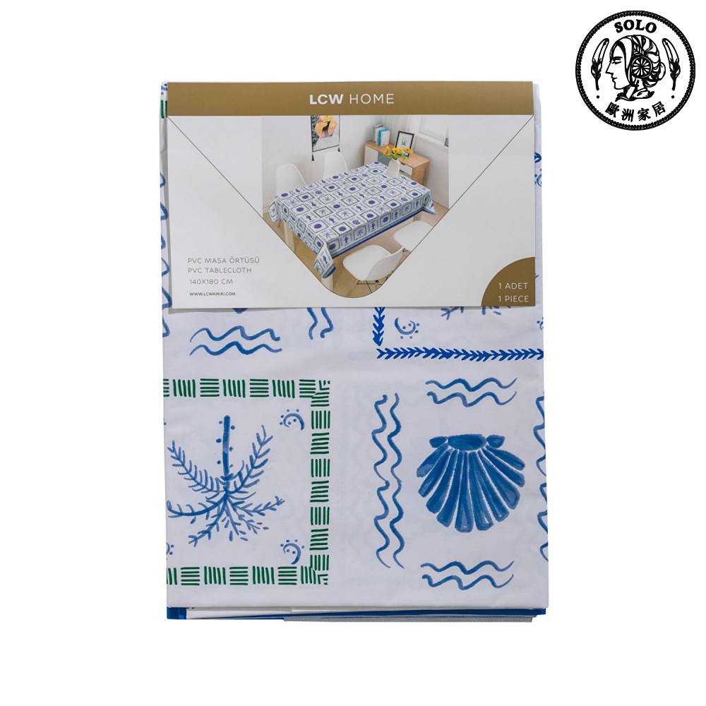 【SOLO歐洲家居】LCW Home 140x180cm 地中海海岸風防水餐桌布 防水又耐污, , large