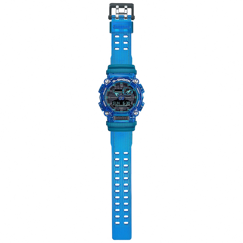CASIO 卡西歐 G-SHOCK 炫彩音浪 工業風雙顯手錶-科技藍 GA-900SKL-2A, , large
