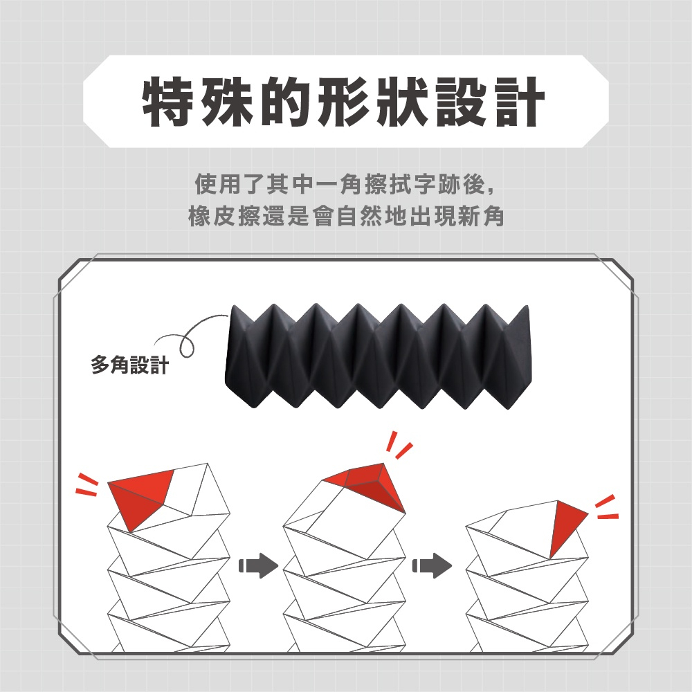【sun-star】多角形鋸齒橡皮擦  擦布 擦子 塑膠擦 修正 細節擦(日本進口) *黑, , large