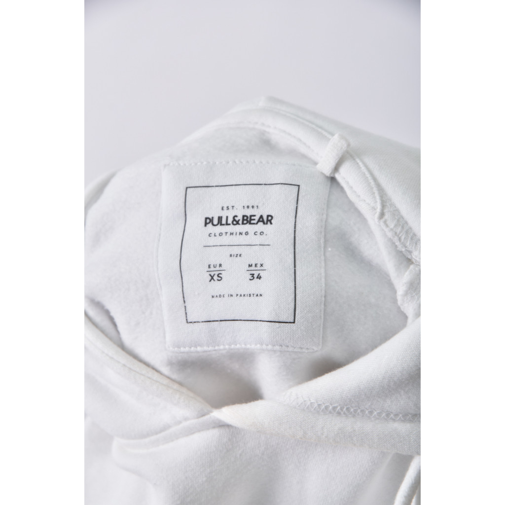 (L) pull bear質感連帽白色長袖上衣二手衣, , large