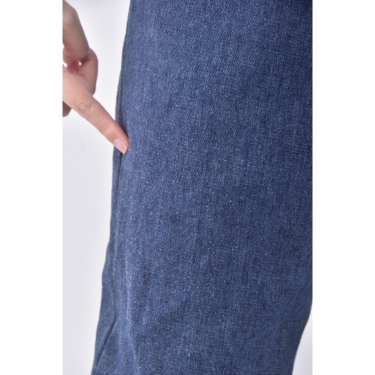 (S) xiao lin xi高腰質感丹寧牛仔棉質藍色長褲二手衣, , large