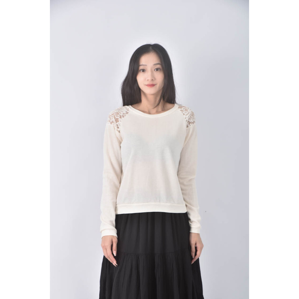 (M) 【又又私服】urban style韓牌圓領杏色長袖上衣二手衣, , large