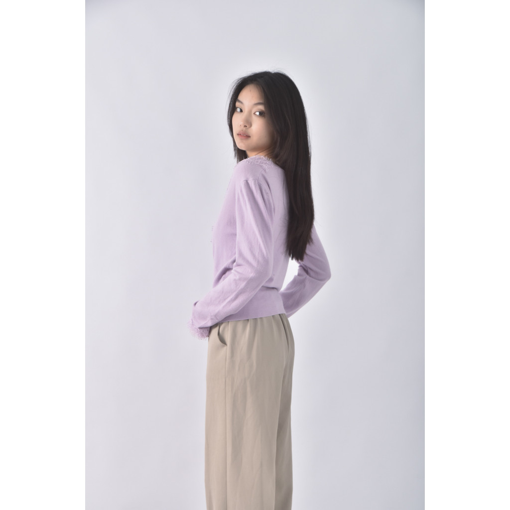 (M) ms pei韓牌V領紫色長袖上衣二手衣, , large