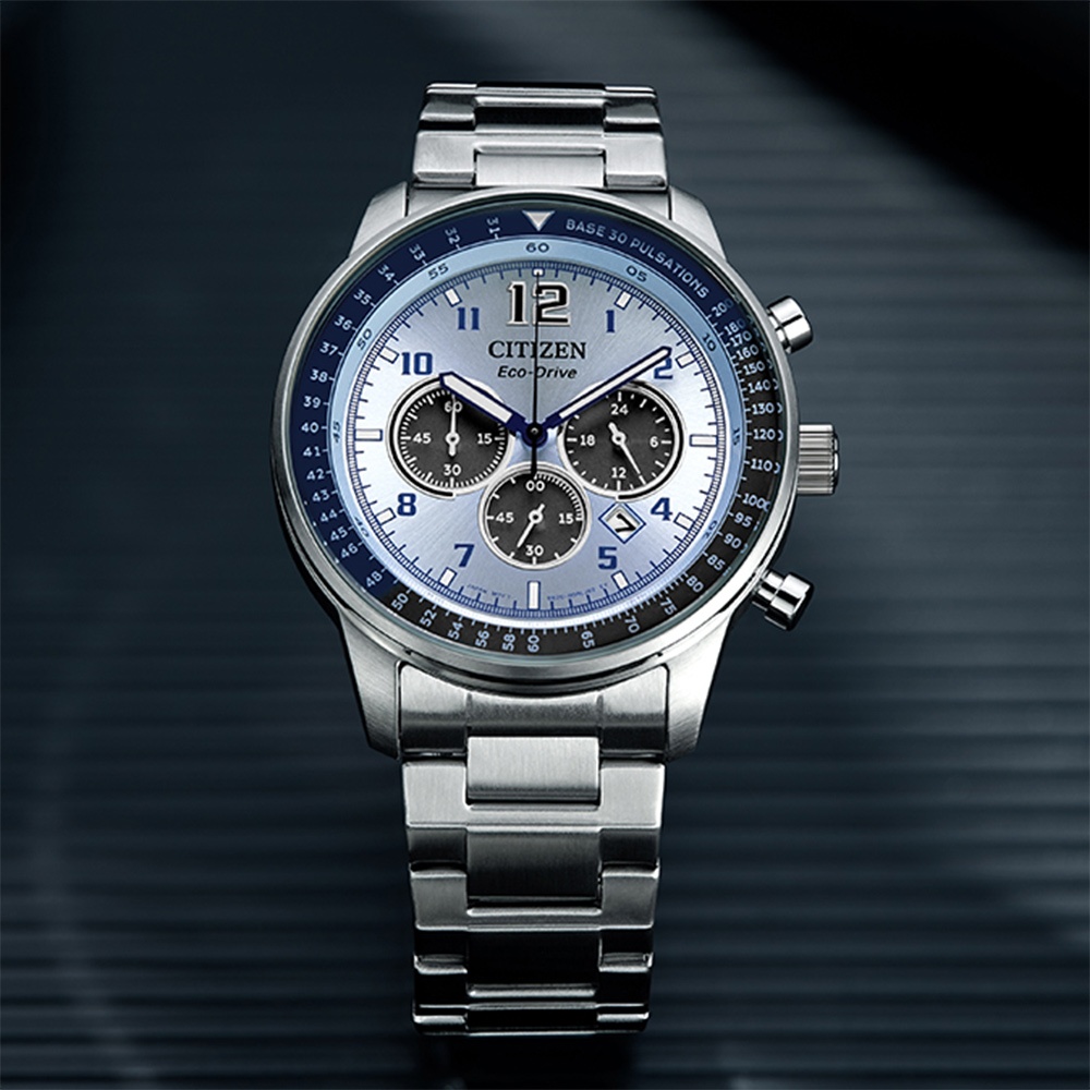 CITIZEN 星辰 光動能三眼計時手錶 CA4500-83M, , large