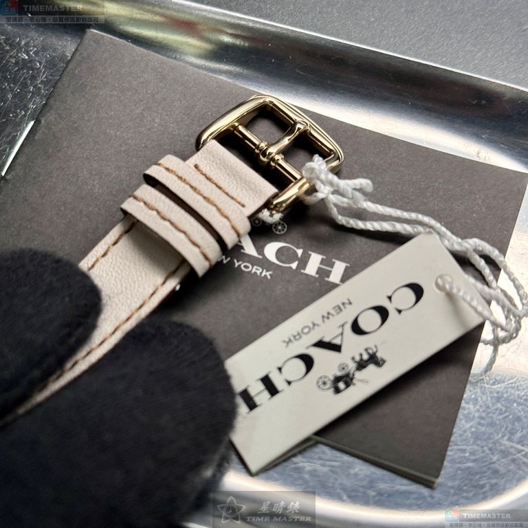 [星晴錶業]COACH手錶,28mm,CH00207粉紅錶面金色錶殼米黃真皮皮革錶帶款, , large