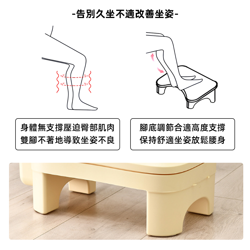 【上手家居】可調式腳踏凳 奶油色(腳凳/腳踏板/墊腳凳/踩腳凳/擱腳凳), , large