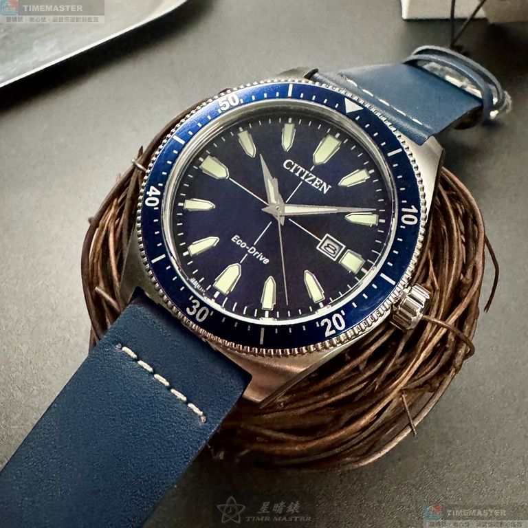 [星晴錶業]CITIZEN手錶,42mm,CI00022寶藍色錶面銀錶殼寶藍真皮皮革錶帶款, , large