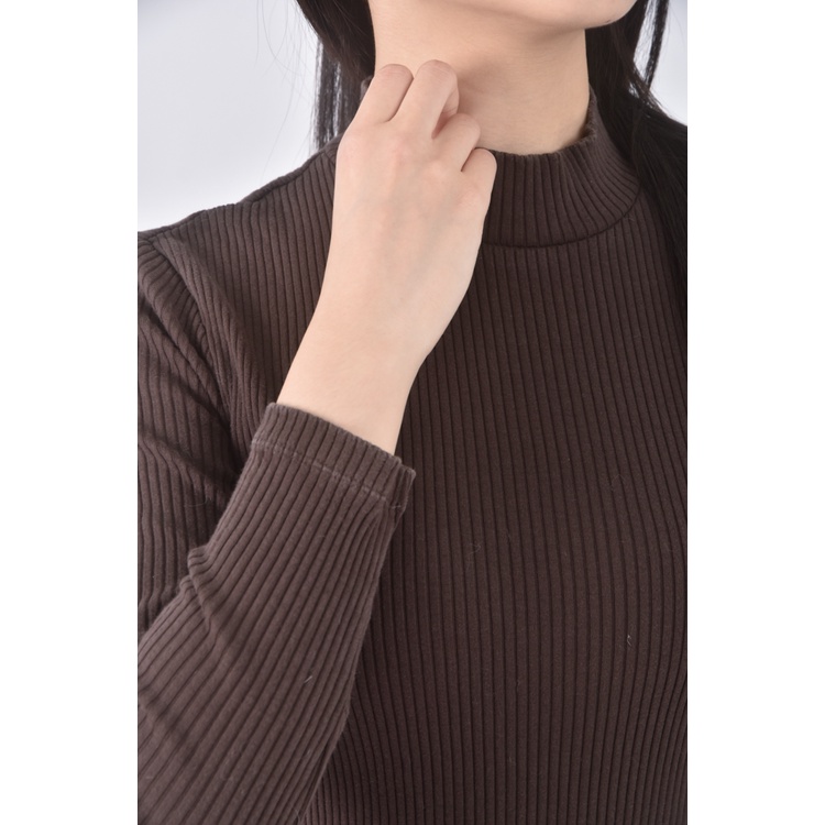 (S) uniqlo質感棉質坑紋棕色長袖上衣二手衣, , large