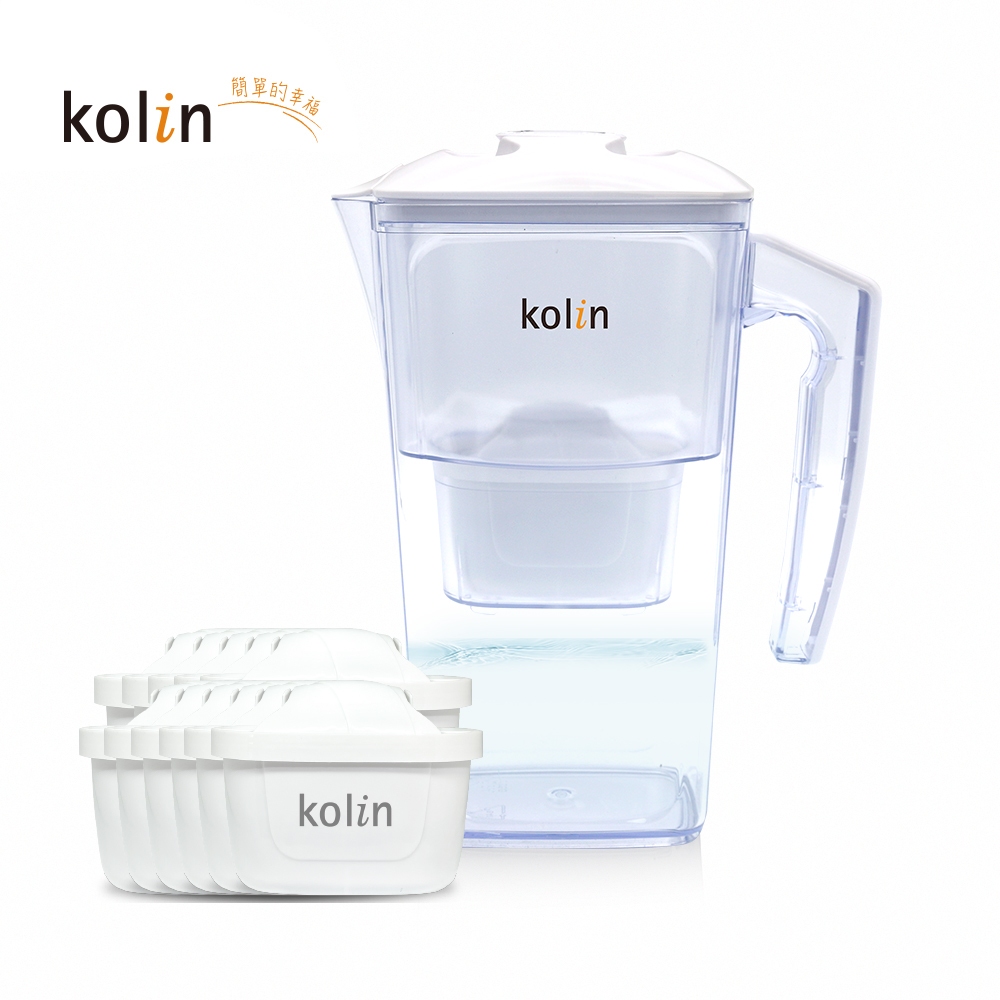 Kolin 歌林 Kolin 歌林 日系窄身濾水壺 + 濾芯 11個, 1套, 2.5L, , large