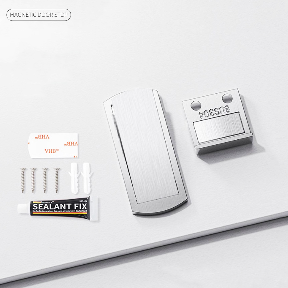 【上手家居】磁吸門檔-銀色(門擋/阻門器/門阻/門擋防撞/磁吸門擋), , large