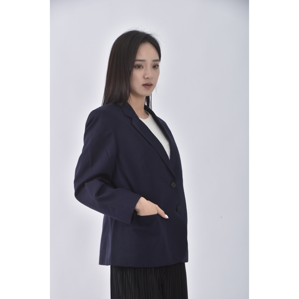 (L) 西裝素面藍色外套二手衣, , large