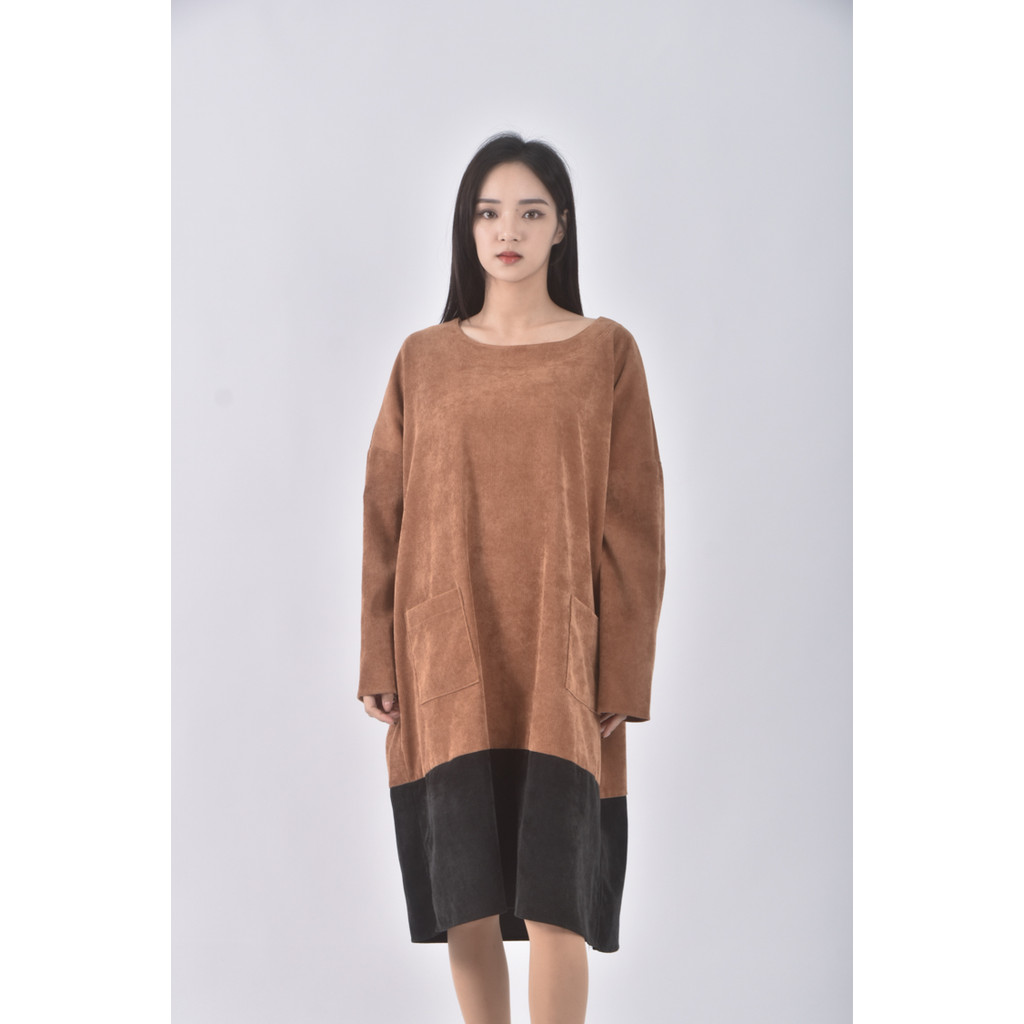 (S) moss club質感跳色橘色洋裝二手衣, , large