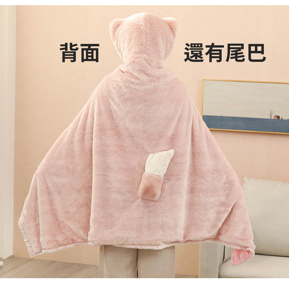 在家也要超可愛【小狐狸懶人毯】粉粉嫩嫩的造型 Linabell 粉紅狐狸 玲娜貝爾 人見人愛 居家 披肩 送禮 交換禮物, , large