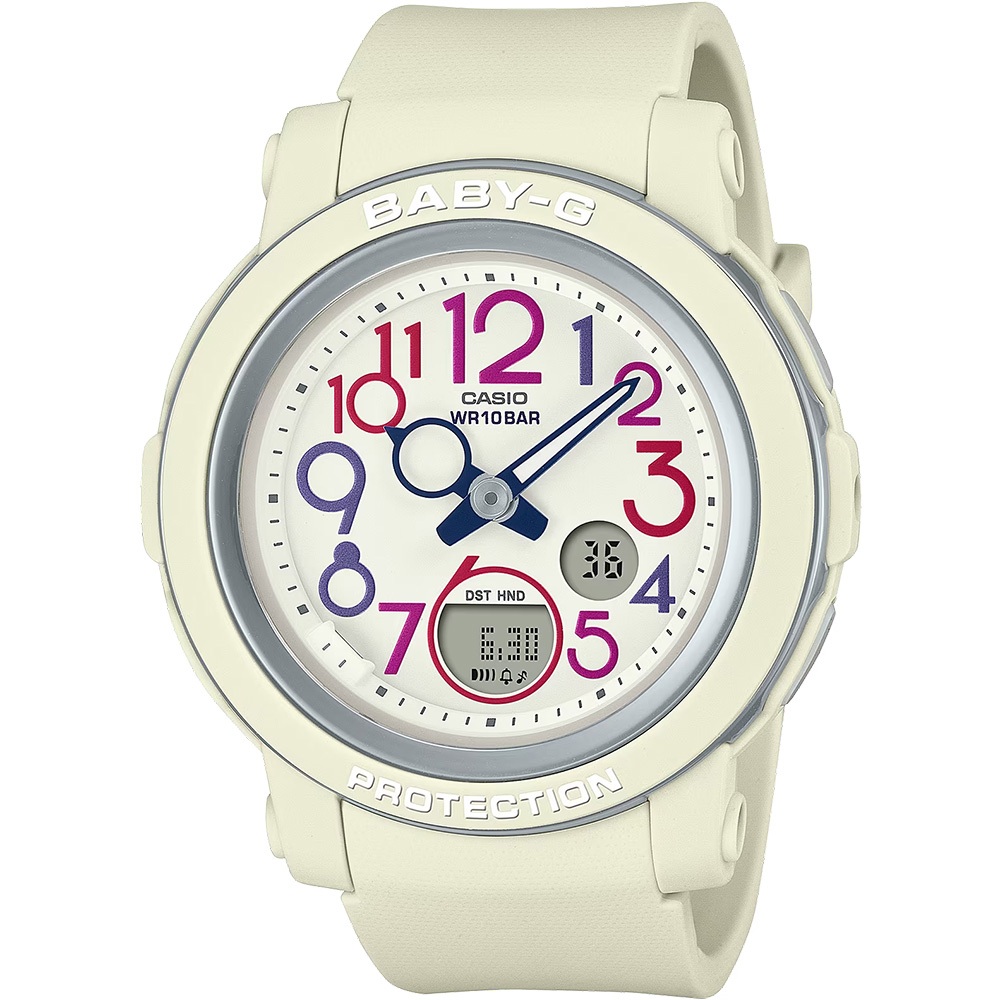 CASIO 卡西歐 BABY-G 復古電話設計女錶-象牙白 BGA-290PA-7A