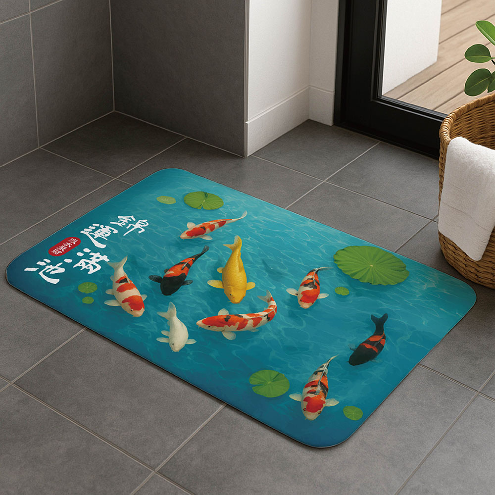 【Monster】 Soft Diatomaceous Earth Absorbent Mat (60x40cm) &ndash; Koi of Abundant Fortune, , large