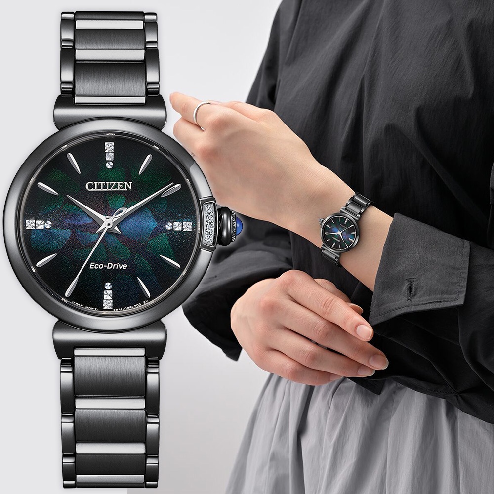 CITIZEN 星辰 100週年限量宇宙幻彩 L系列鑽石光動能女錶 EM1067-88E, , large