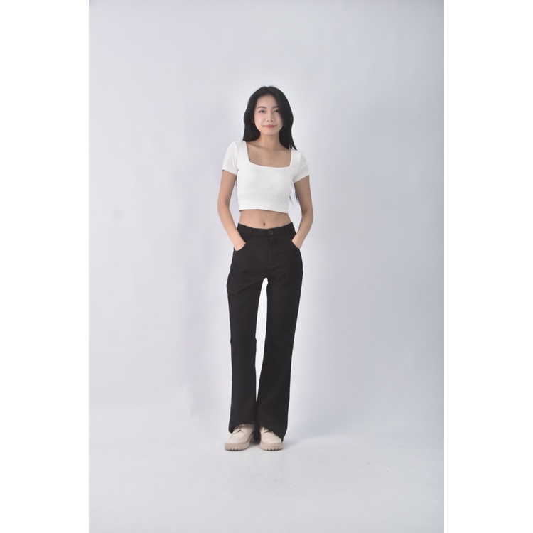 (M) yibanban高腰質感黑色長褲二手衣