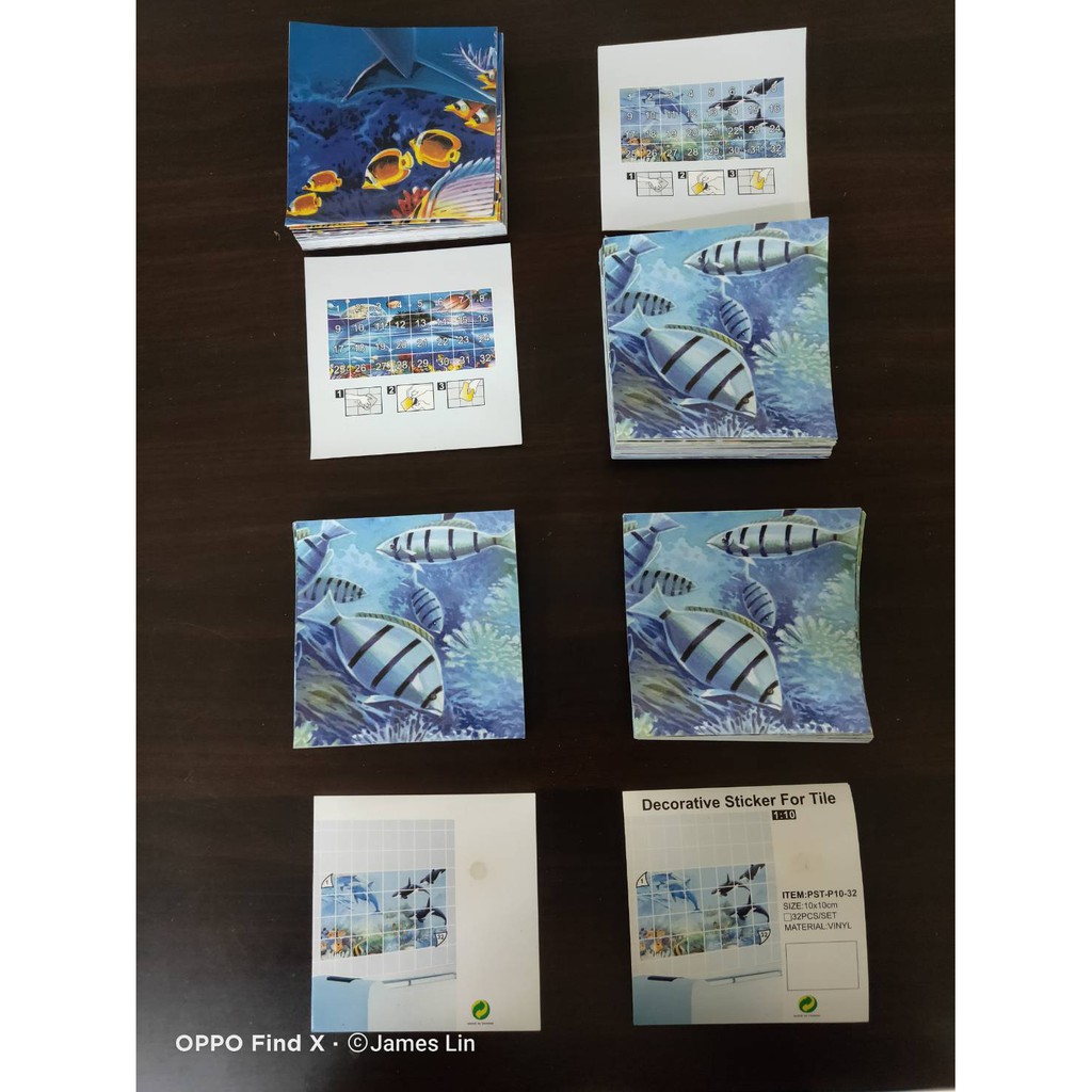 GS MALL 台灣製造 一組32入 磁磚裝飾拼圖貼紙 10X10公分 隨機出貨 磁磚貼紙 裝飾貼紙 磁磚貼 磁磚貼紙, , large