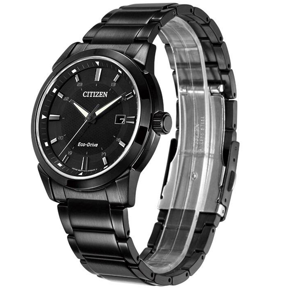 CITIZEN 星辰 Eco-Drive 都會時尚光動能腕錶-黑/42mm BM7145-51E, , large