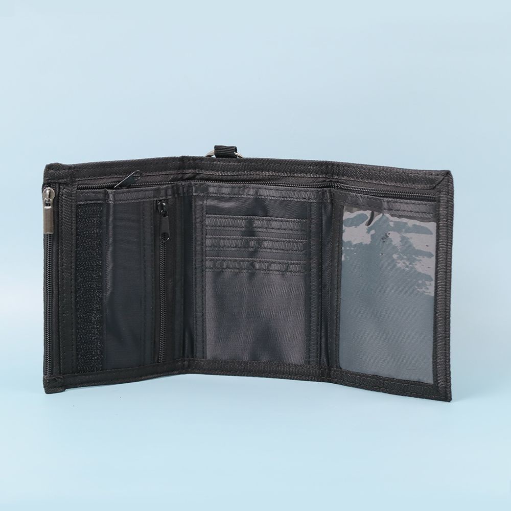 【MQ】尼龍三折短夾-黑色 學生錢包 中夾 皮夾 含零錢袋夾層, , large