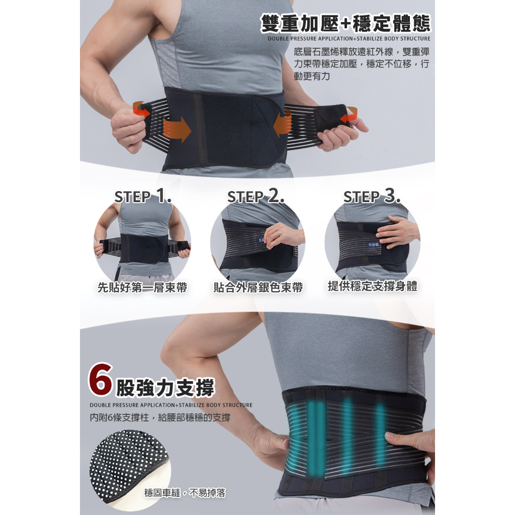 【生命磁】遠紅外線石墨烯磁石護腰 高支撐 腰痠 核心穩定 護具, , large
