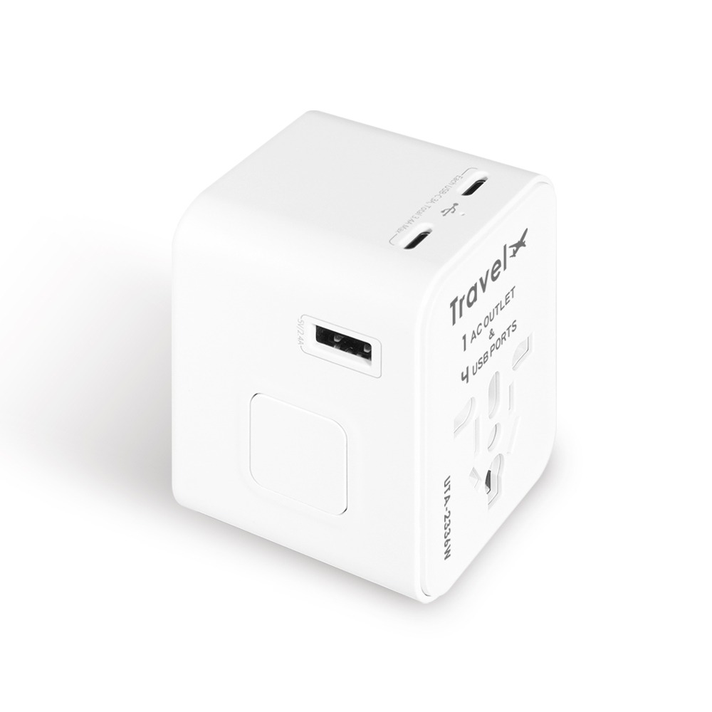 聖岡科技 全球通A+C 4孔USB萬國轉換插頭UTA-2336W(白)