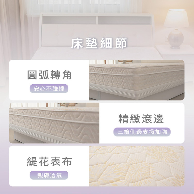 【KIKY】浪漫滿屋乳膠三線蜂巢式獨立筒床墊3.5尺, , large
