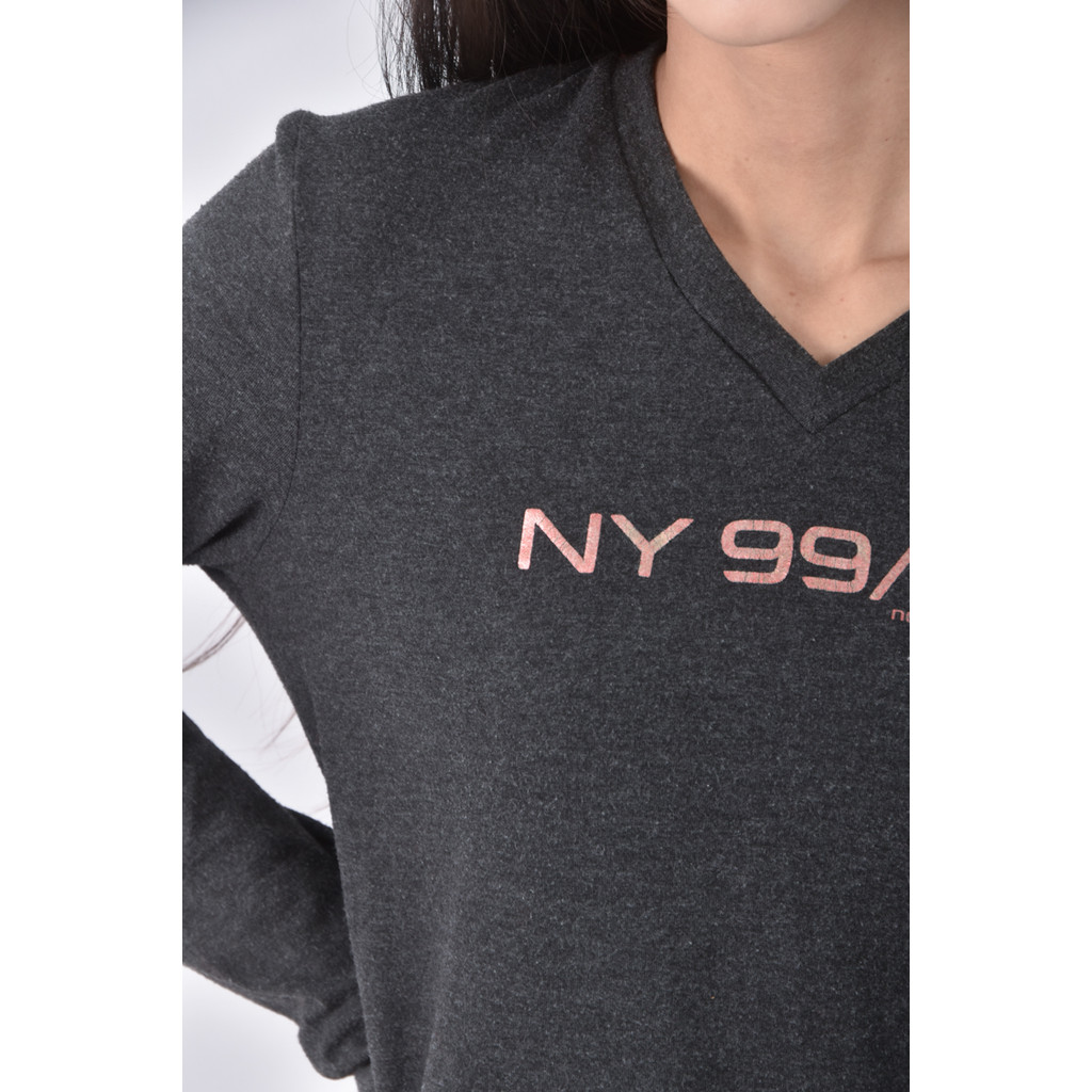 (M) ny jeansV領灰色長袖上衣二手衣, , large