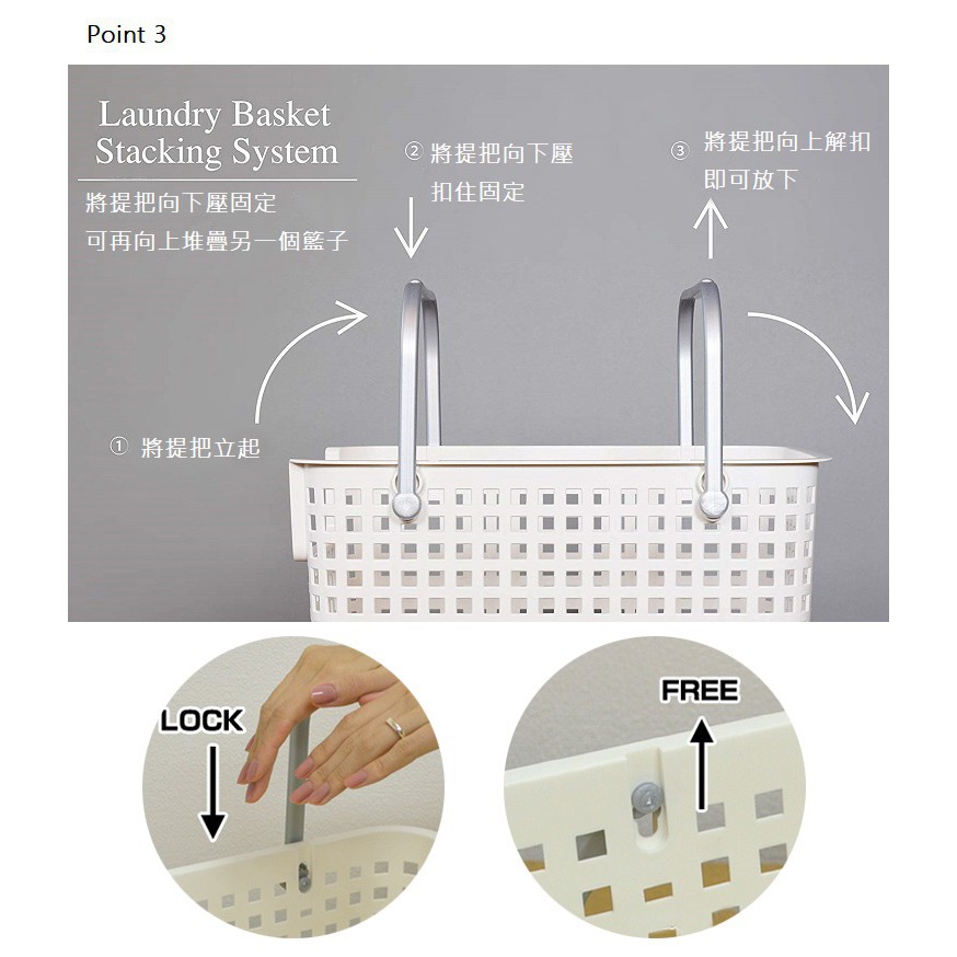 日本Like-it｜可堆疊含蓋多功能收納洗衣籃(單入), , large