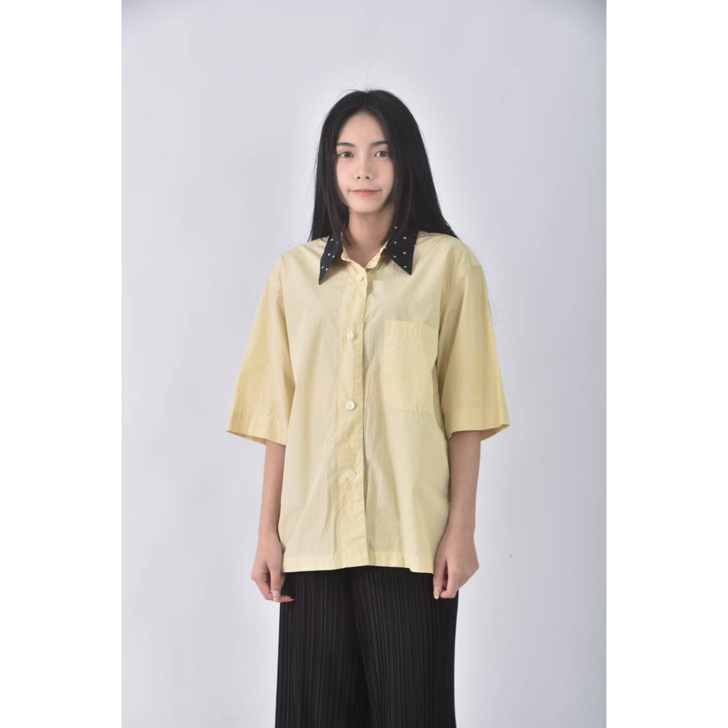 (L) margaret howell質感點點白色短袖上衣二手衣, , large