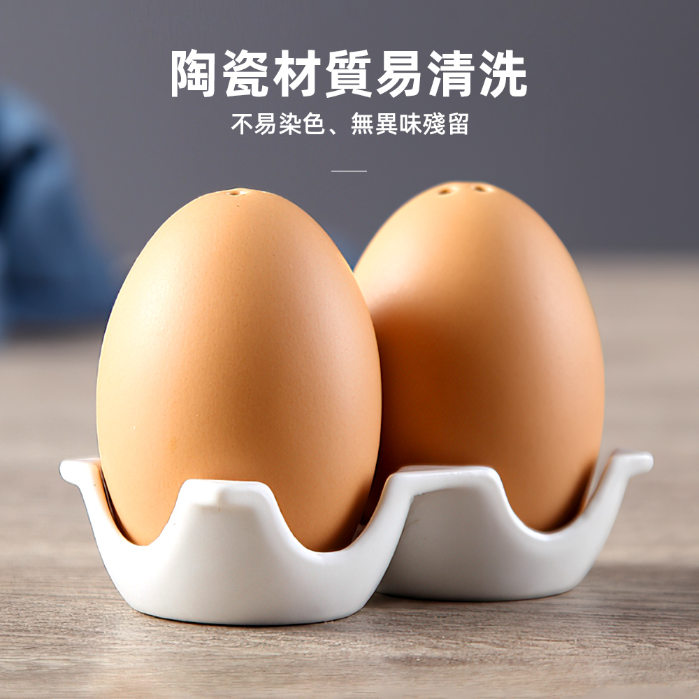 【上手家居】雞蛋陶瓷調味罐 1白蛋1土蛋(調味料罐/鹽罐/胡椒罐/鹽巴罐), , large