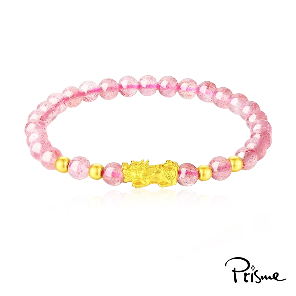【Prisme Gold】黃金手鍊 999純金綴飾粉珠手鍊 (金重：約0.05錢&plusmn;0.02) - 招財貔貅, , large