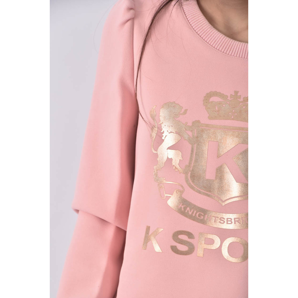 (S) k sport圓領粉色長袖上衣二手衣, , large