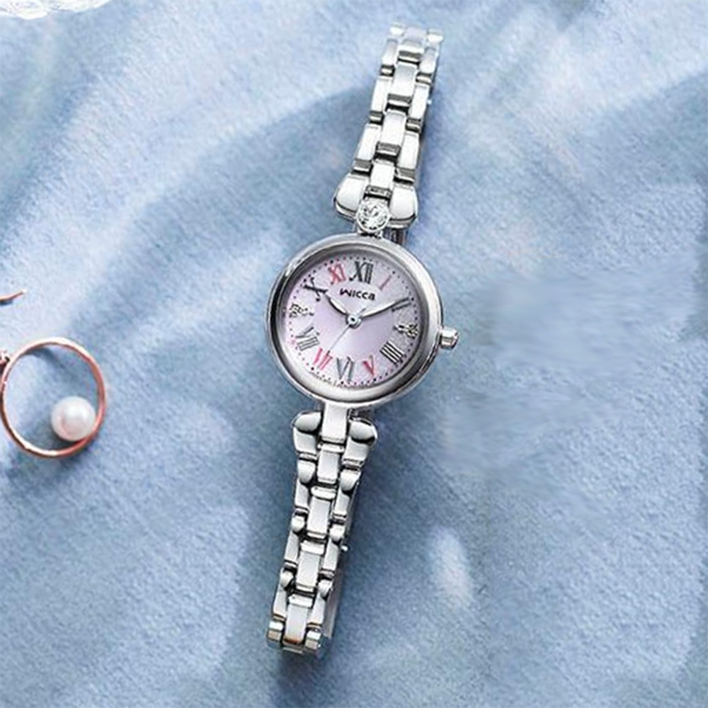 CITIZEN 星辰 Wicca 太陽能晶鑽女錶-銀/23.5mm KP5-611-91, , large