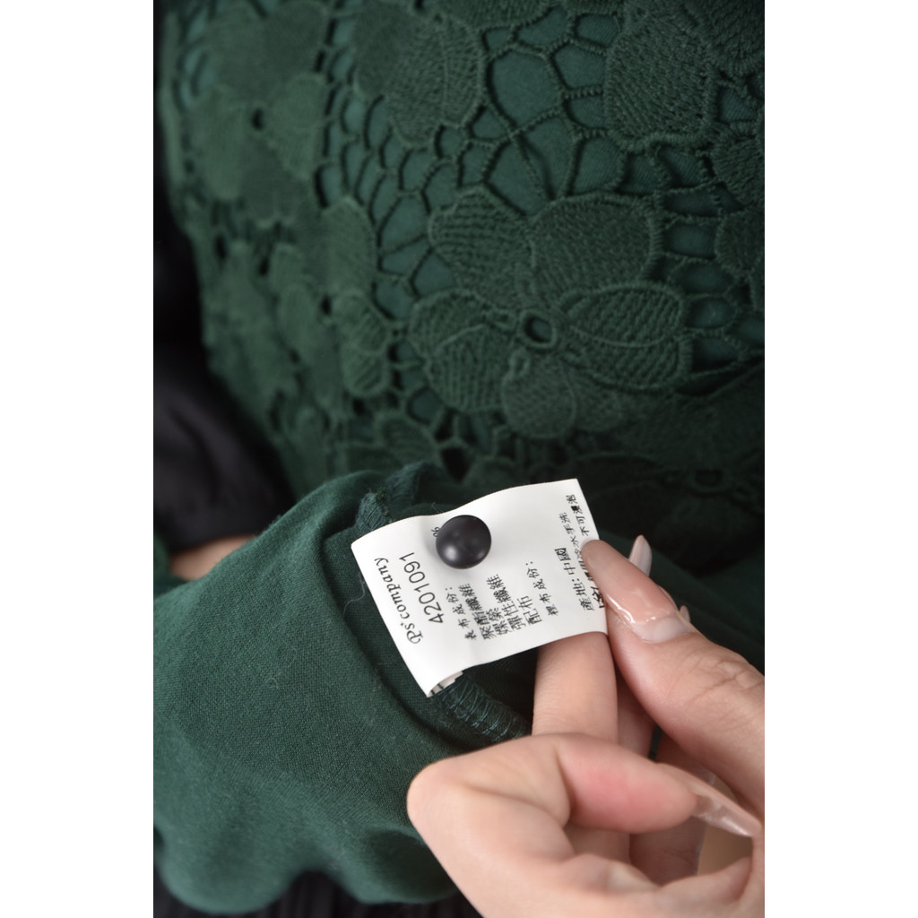 (S) pscompany雕花綠色長袖上衣二手衣, , large