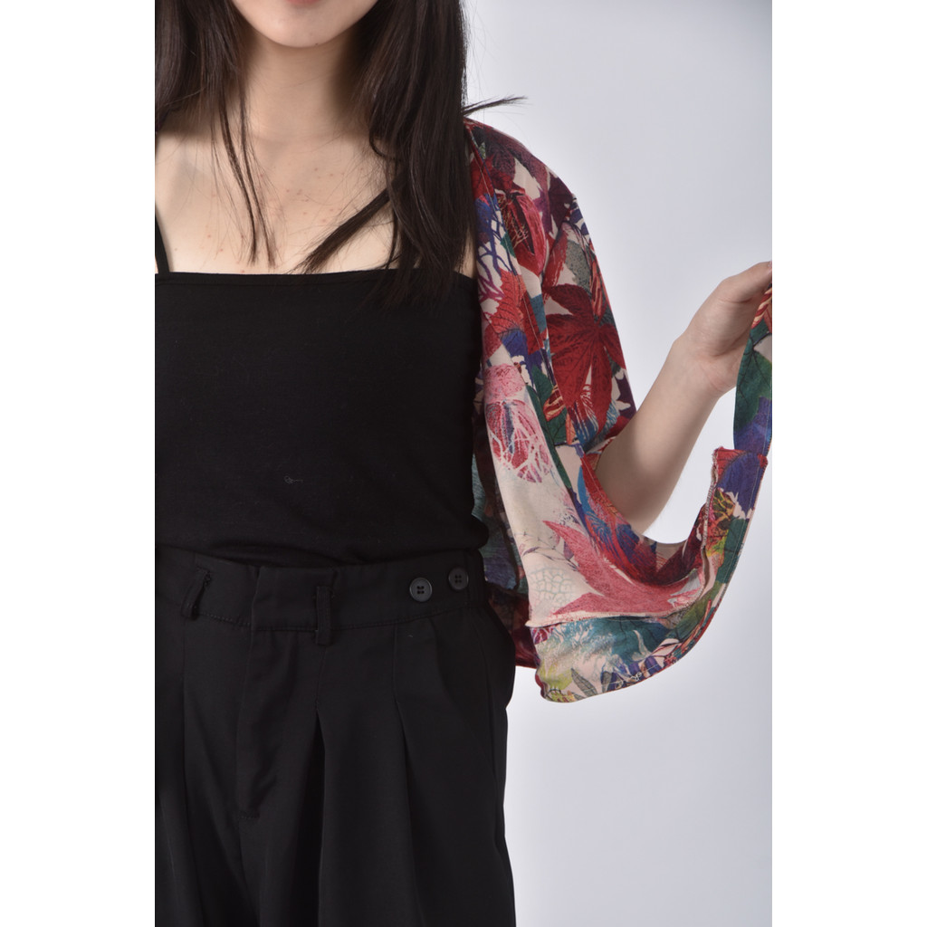 (M) 質感綁帶紅色罩衫二手衣, , large