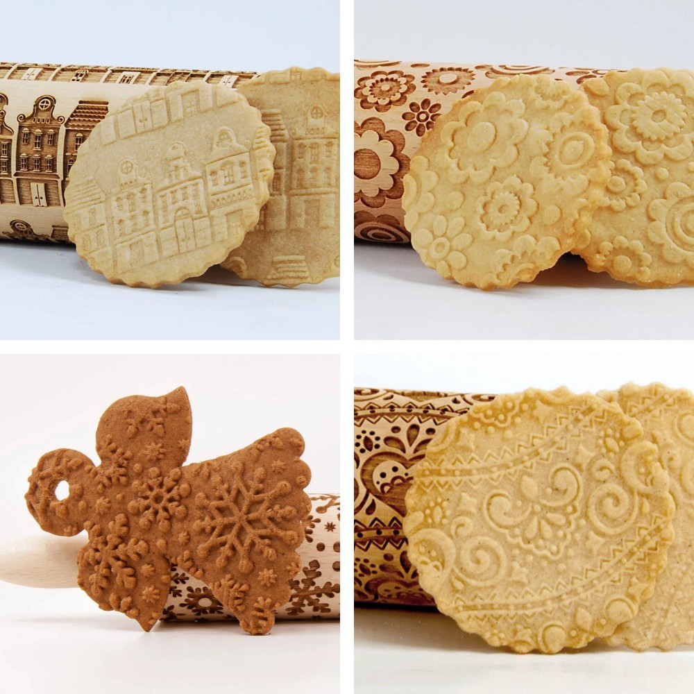 【SOLO Vintage】Big Head Cat Rolling Pin 43CM Embossed Natural European Wood Made in Poland, , large