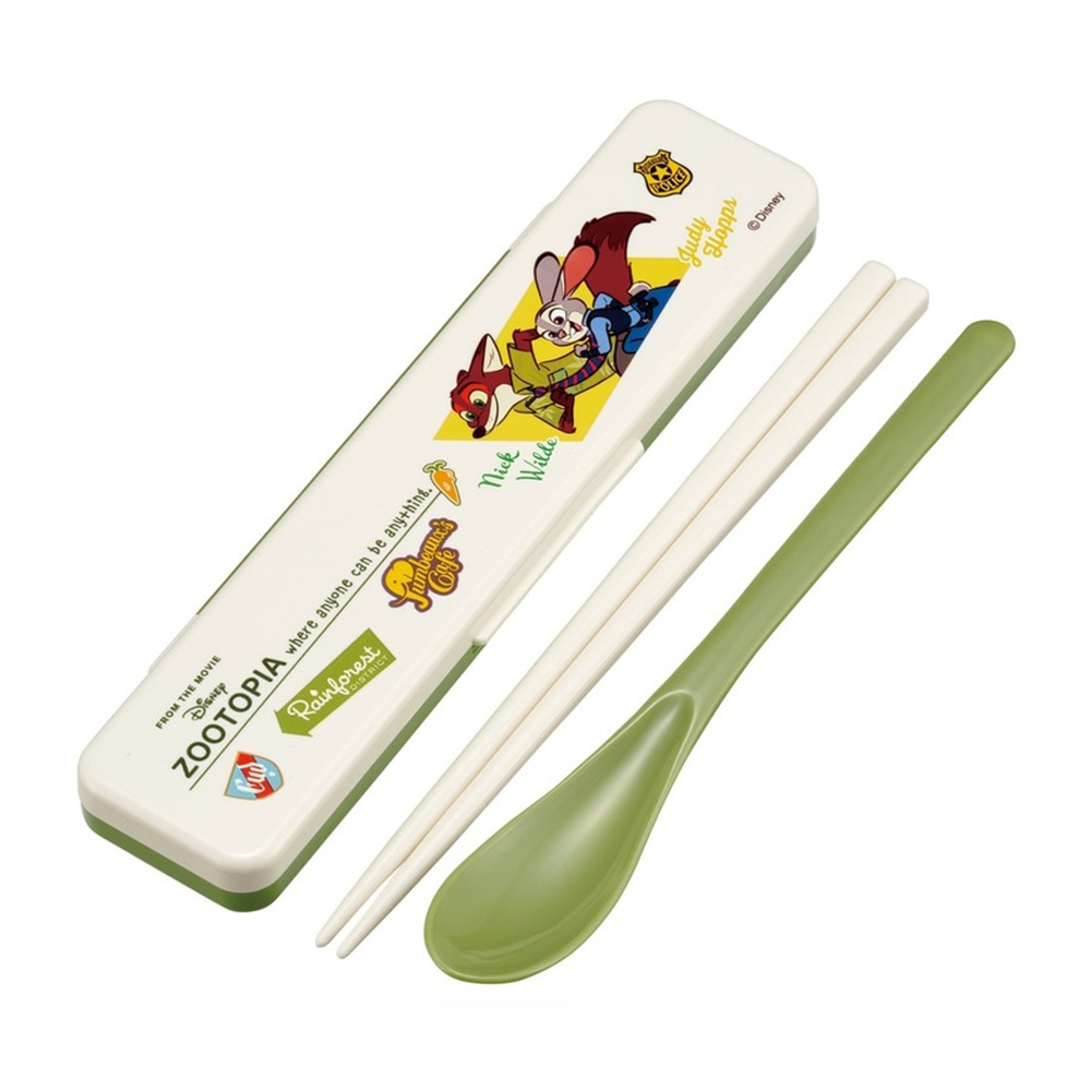 【百科良品】日本製 迪士尼 動物方城市 環保筷子+湯匙組 18CM(日本境內版), , large