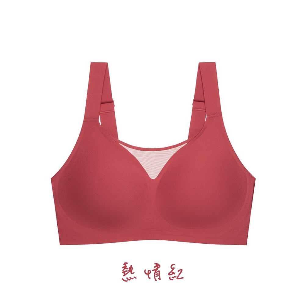 【A&R】歐式無痕網狀美胸大尺碼寬肩帶內衣 - 熱情紅,2XL(85EF/90BCD), , large