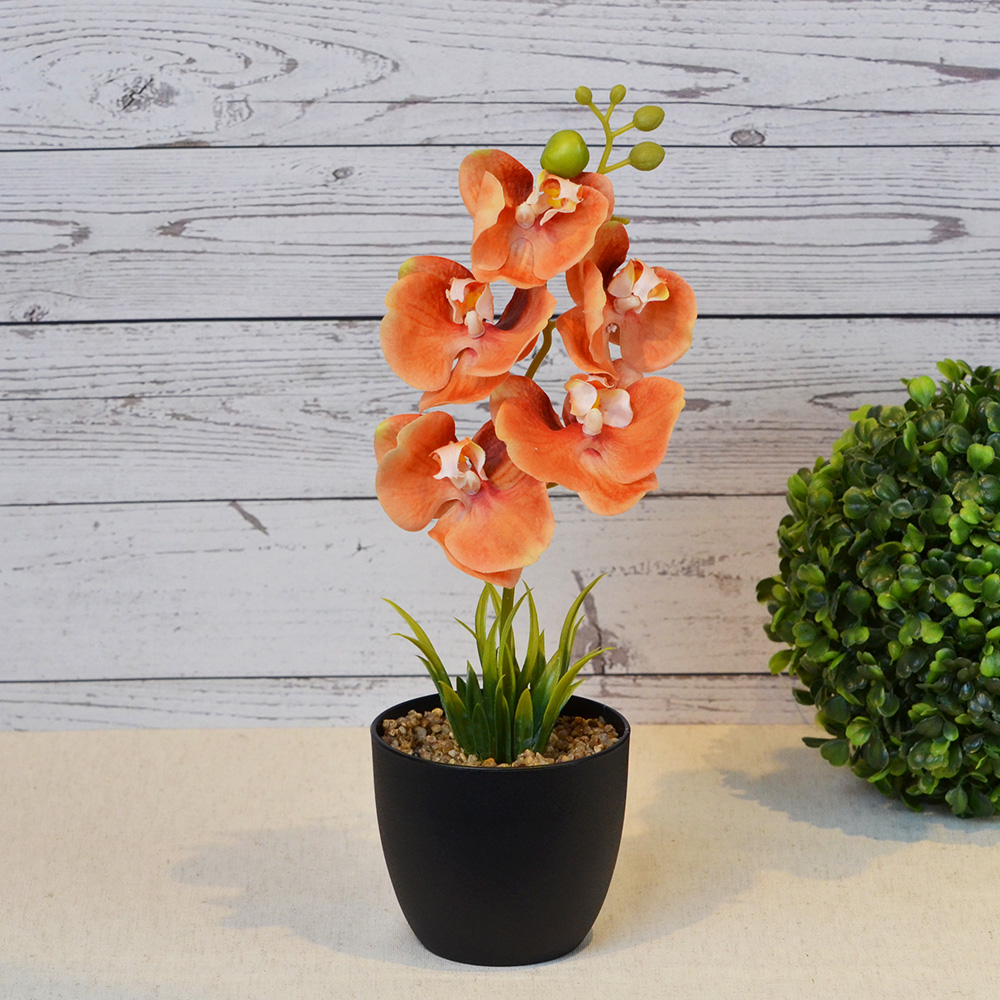 ARTIFICIAL PLANT W/BLACK POT-ORANGE, , large