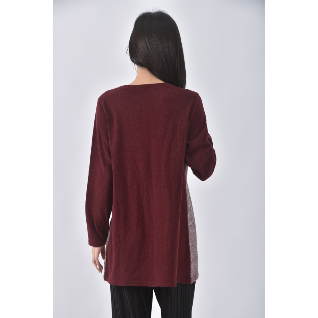 (XL) 棉質圓領紅色長袖上衣二手衣, , large