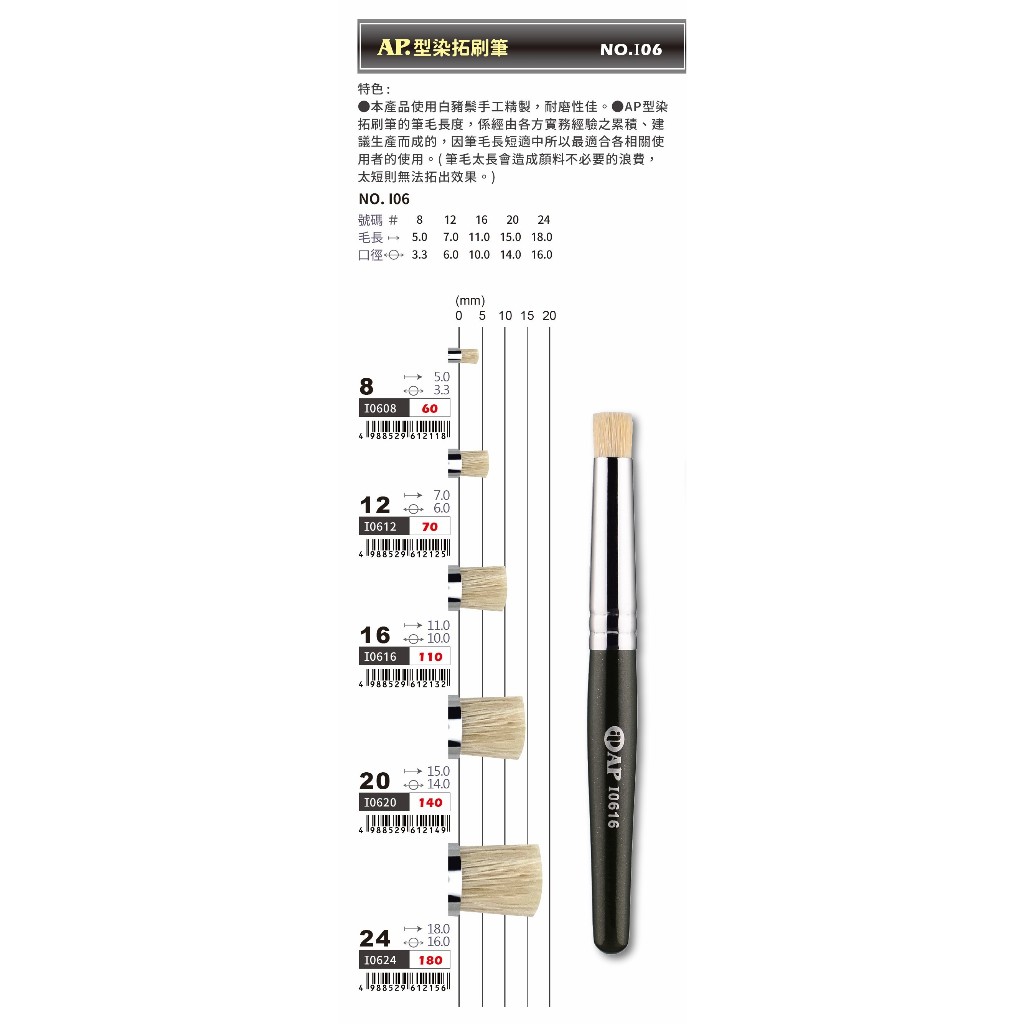 普思【AP.】型染拓刷筆系列(多款)12號-I0612, , large