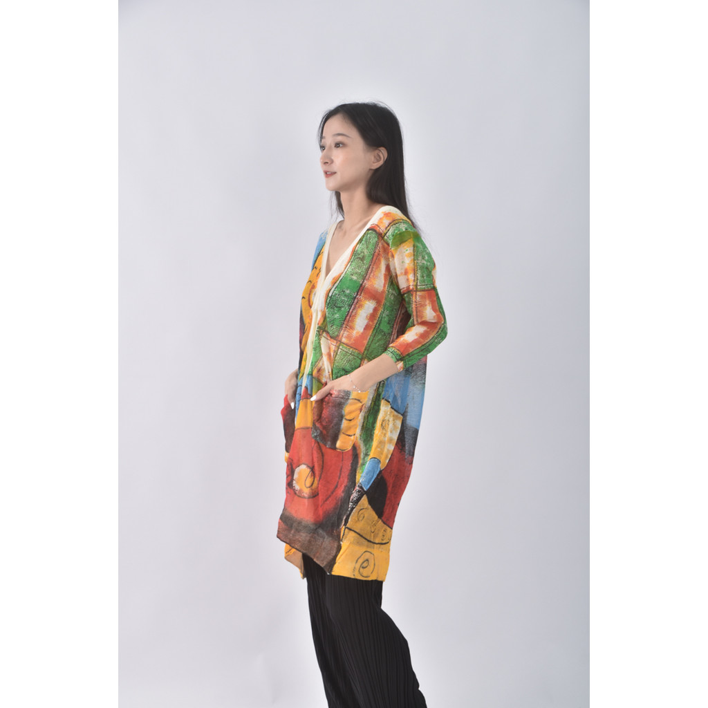 (L) 質感撞色橘色罩衫二手衣, , large