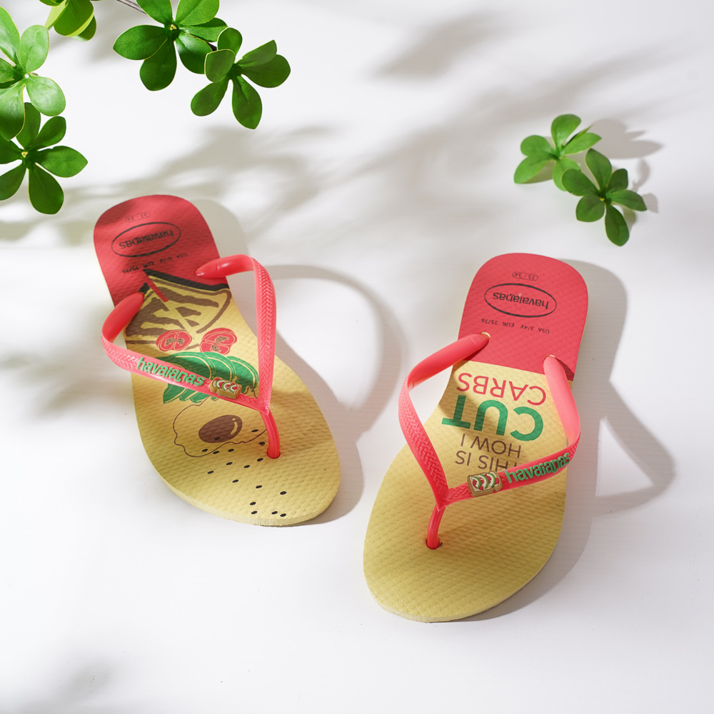 [巴拉娜巴西人字拖專賣店]中壢實體店面 Havaianas 哈瓦仕 夾腳拖/人字拖鞋 SLIM COOL 沙灘 海邊 黃橘色/白咖色, , large