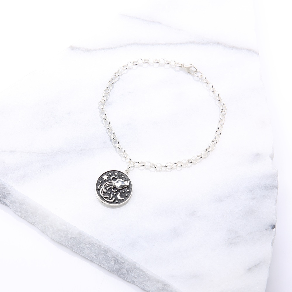 【Angel & Me】水瓶座 1/20-2/18 雙面 硬幣 925 純銀 手鍊 腳鍊, , large