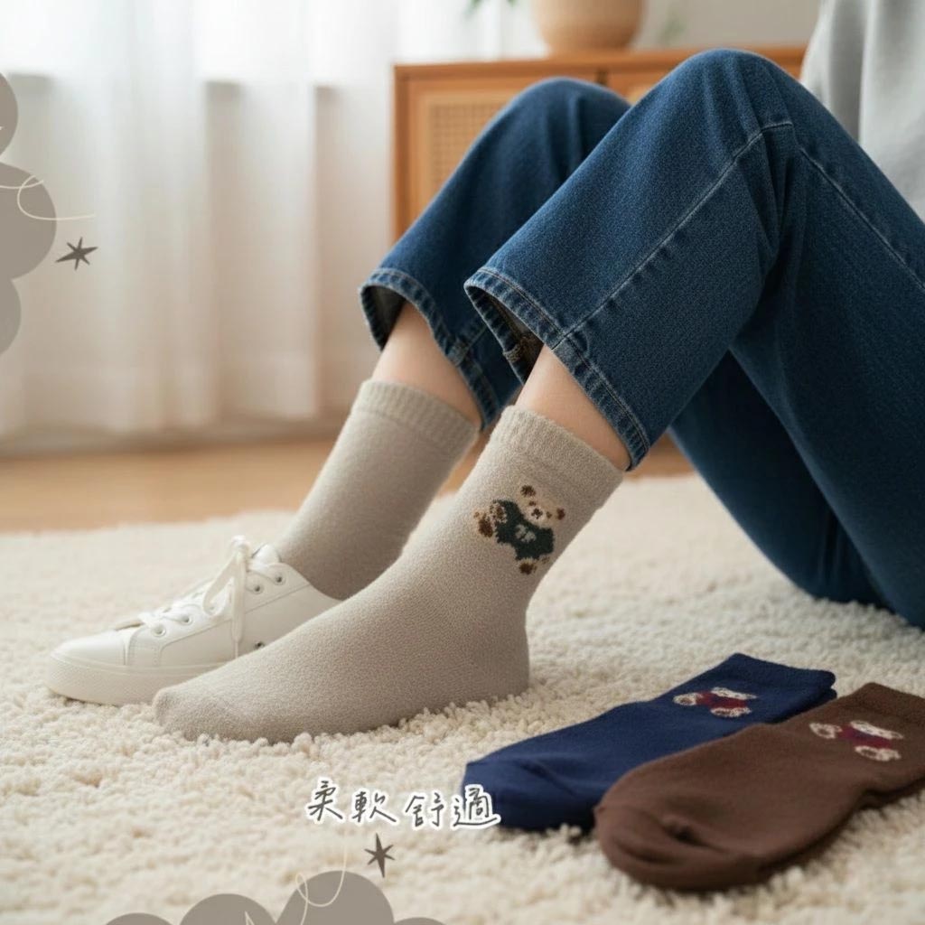 [Kaimi Cotton] Winter Limited Warm Sherpa Fleece Socks &ndash; little bears Style &ndash; Women&rsquo;s Cozy Winter Thermal Socks, , large