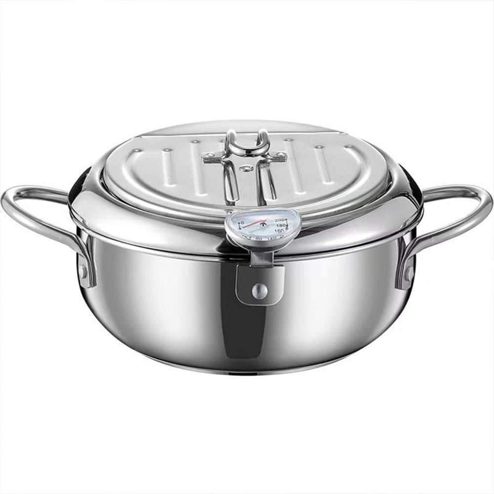 3.4L Japanese style 304 stainless steel deep fryer with thermometer, oil filter, oil-saving deep fryer, mini deep fryer, , large