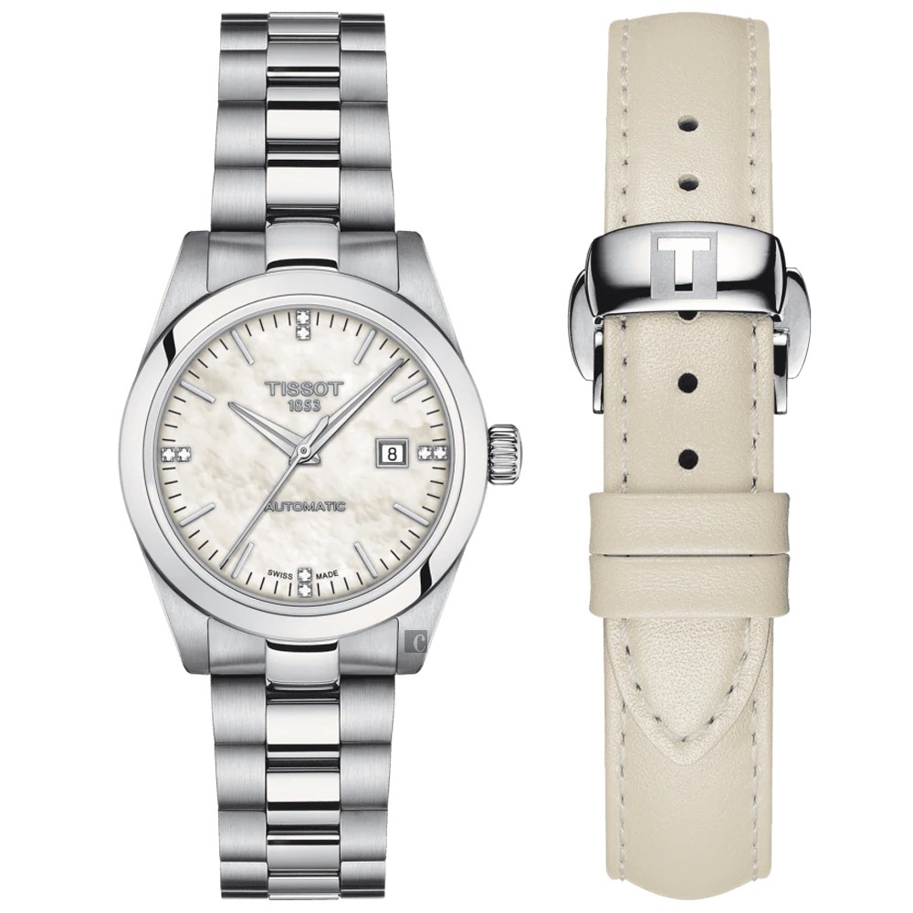 TISSOT 天梭 T-MY LADY 真鑽珍珠貝機械女錶-29.3mm T1320071111600, , large