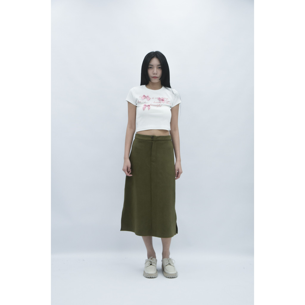 (L) 【作珩私服】mercci22質感素面綠色長裙二手衣, , large